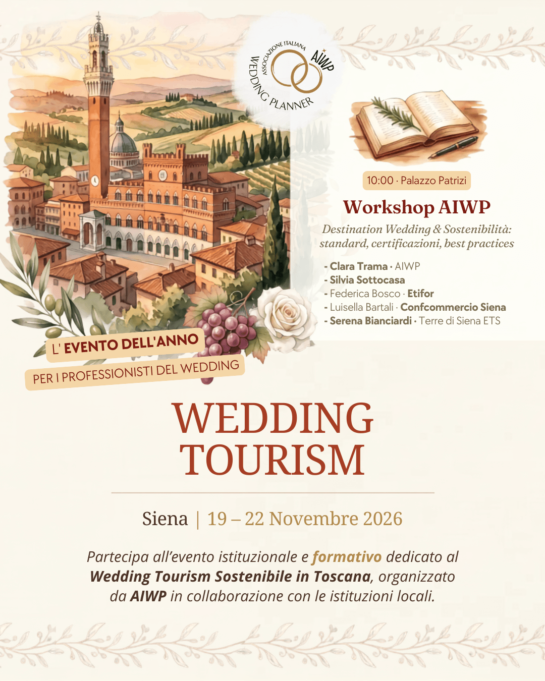 Wedding Tourism - Siena 19-22 Novembre 2026 - AIWP